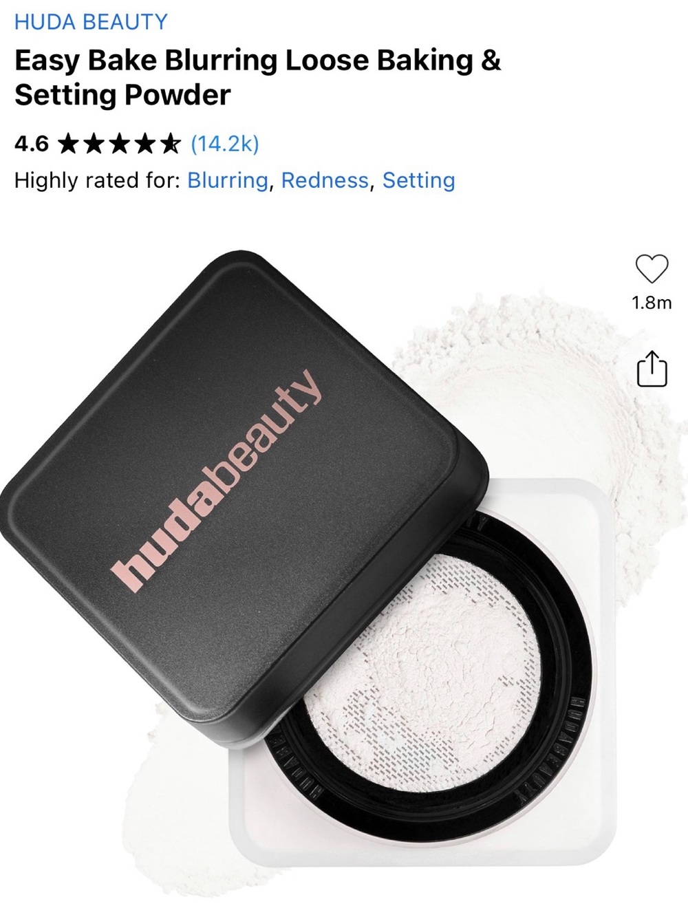 Huda Beauty Easy Bake Blurring Loose Setting Powder — White